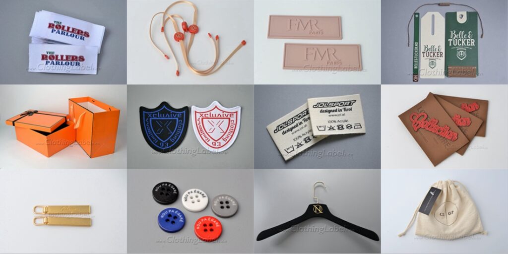 Custom fabric clothing tags, labels, trims, accessories